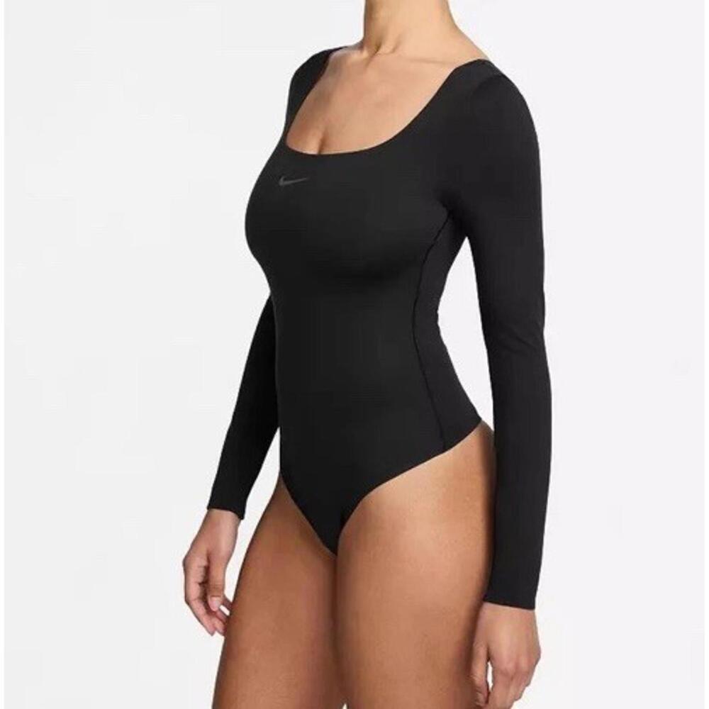 $80 Nike Women's Form Long-Sleeve Bodysuit-Black Size Medium HQ8296